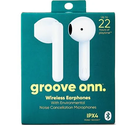 Onn. Wireless Earphones with Noise Canceling and Charging Case