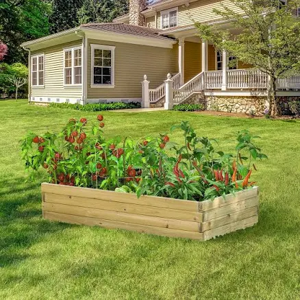 Luxen Home 3.8 ft. x 2 ft. Wood Raised Garden Bed